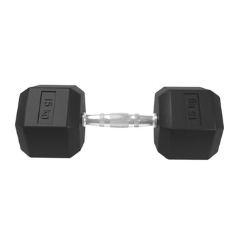 URBAN FIT MANCUERNA HEX CAUCHO DE 15 kg (COLOR NEGRO)